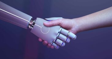 Robot handshake human background, futuristic digital age Robot handshake human background, futuristic digital age